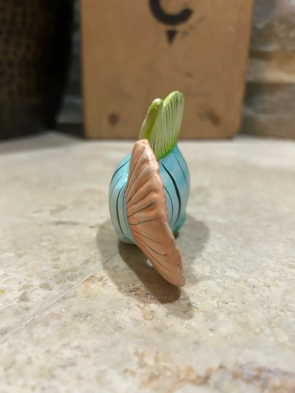 Vintage hand-painted Mexican folk art ceramic fish Signed By J Luis Perez